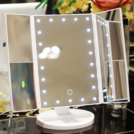 Foldable LED Touch Screen Makeup Mirror
