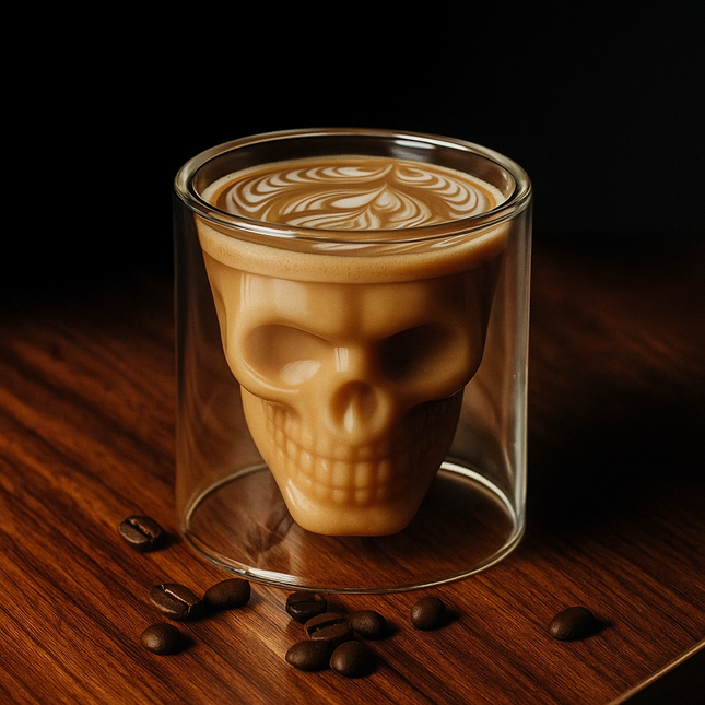 3D Skull Head Double Drinking Glass