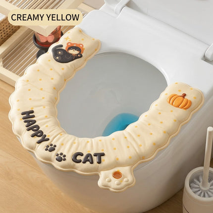 Cat-Print Waterproof Toilet Seat Cushion Cover