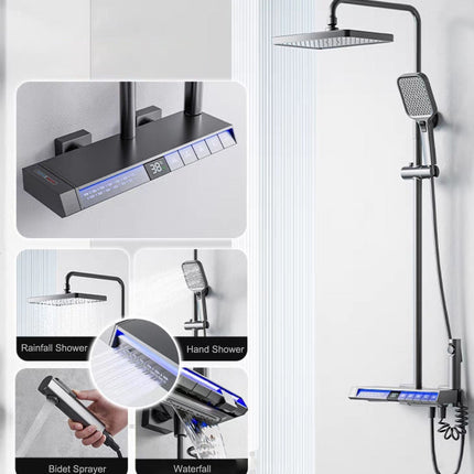 Rainfall Spa Therapy Digital Thermostatic Shower System Set