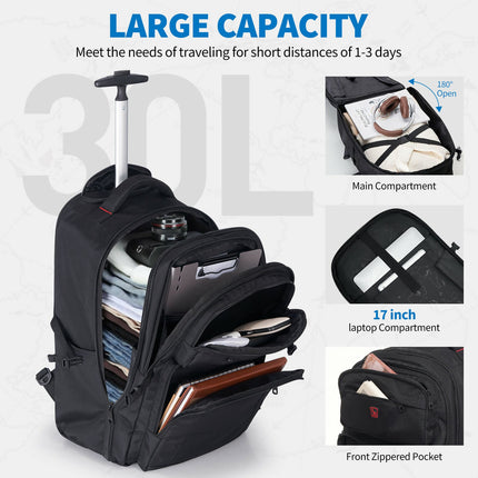 OIWAS Rolling Backpack Carry on Backpack with Wheels