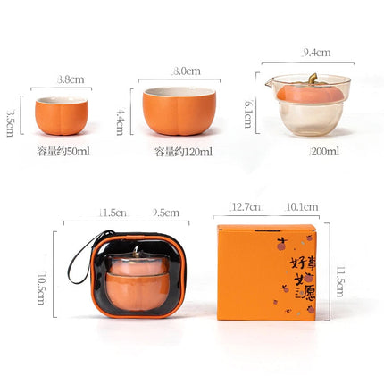 Mini Pumpkin Ceramic Teapot Set
