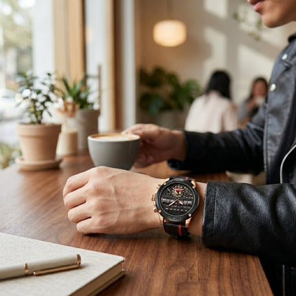 Time Capsule Rotating Calendar Engine Dial Watch