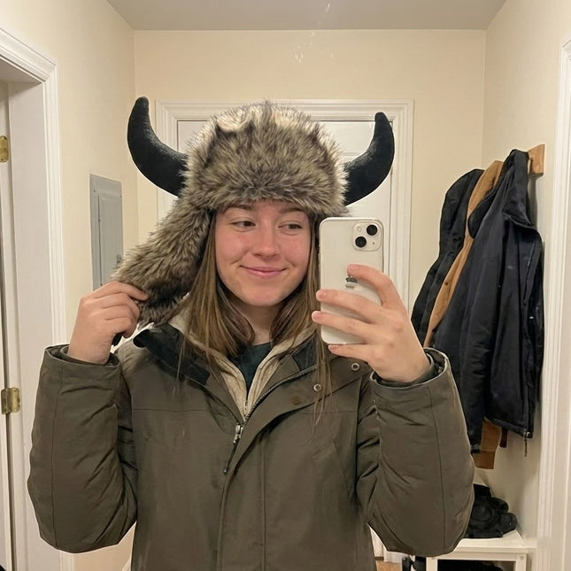 Viking Horn Fur Winter Trapper Hat
