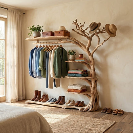 Sculptural Tree Branch Wardrobe Display Storage Rack