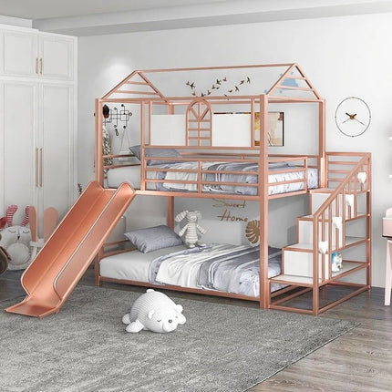 Loft-Style House Roof Frame Playhouse Bunk Bed