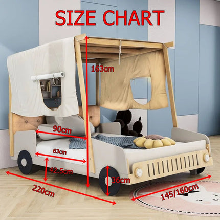 Adventurous Car Solid Wood Kids Bed