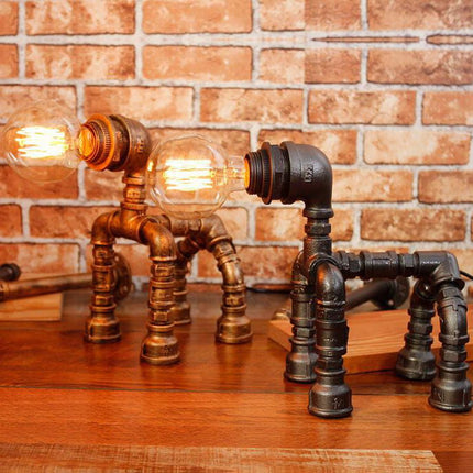 Dog Puppy Iron Pipe Table Lamp