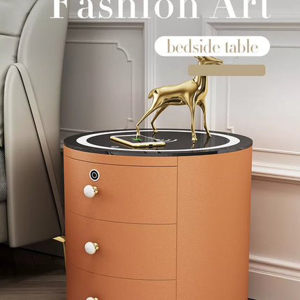 Round Smart Wireless Charging Bedside Table