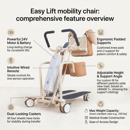 Easy Lift Patient Elderly Mobility Transfer Chair