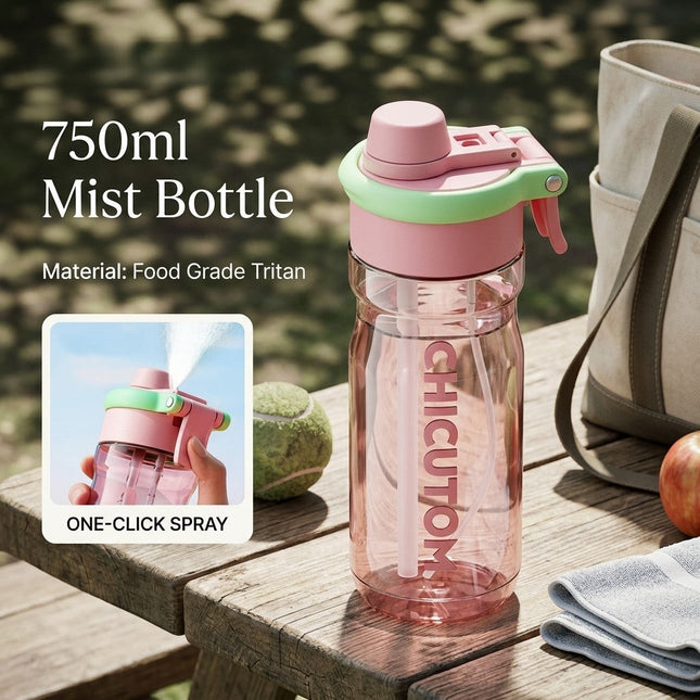Cool Mist Spray Sports Water Bottle