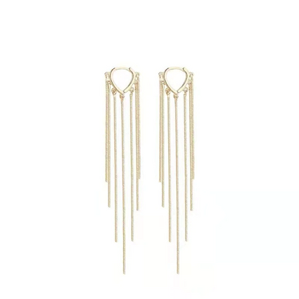 Korean Style Long Tassel Drop Heart Earrings