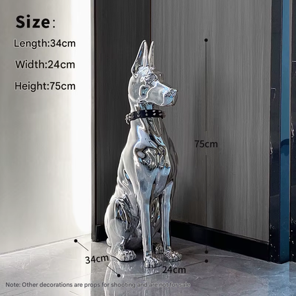 Shiny Doberman Elegant Floor Sculpture