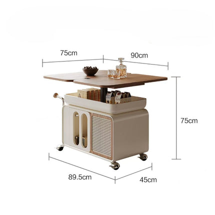 Vintage Style Lift-Top Hidden Storage Coffee Work Table