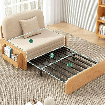 Minimalist Foldable Wooden Japanese Lazy Sofa Bed