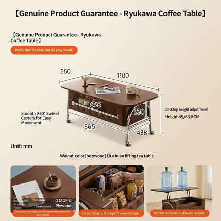 TopFlip Hidden Storage Lift Top Coffee Table