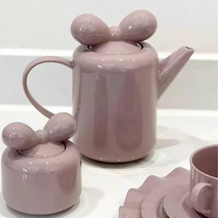 Bow Knot Design Porcelain Tea Pot