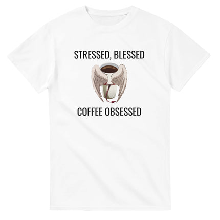Stressed Blessed & Coffee Obsessed Cotton T-Shirt