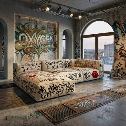 Street Art Graffiti Printed Sectional Sofa