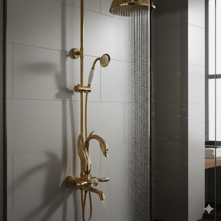 Gold Swan Design Rainfall Shower System