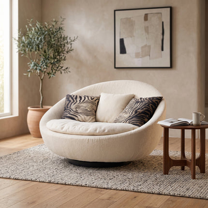 Ovetto Round Egg-Shaped Swivel Lounge Sofa Chair