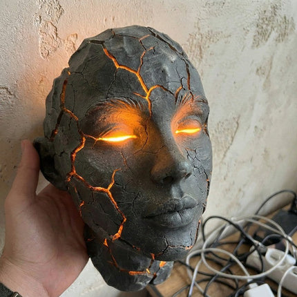 Volcanic Face Lava Crack Wall Art Lamp