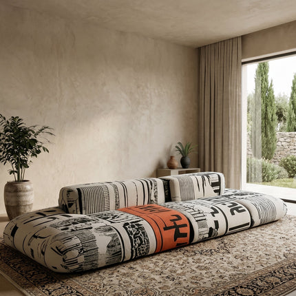 Art Sketch Kanji Bold Typography Modular Cloud Sofa