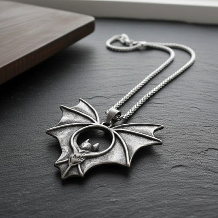 Gothic Night Bat Pendant Necklace