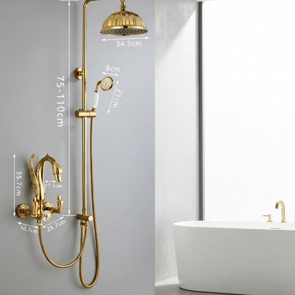 Gold Swan Design Rainfall Shower System