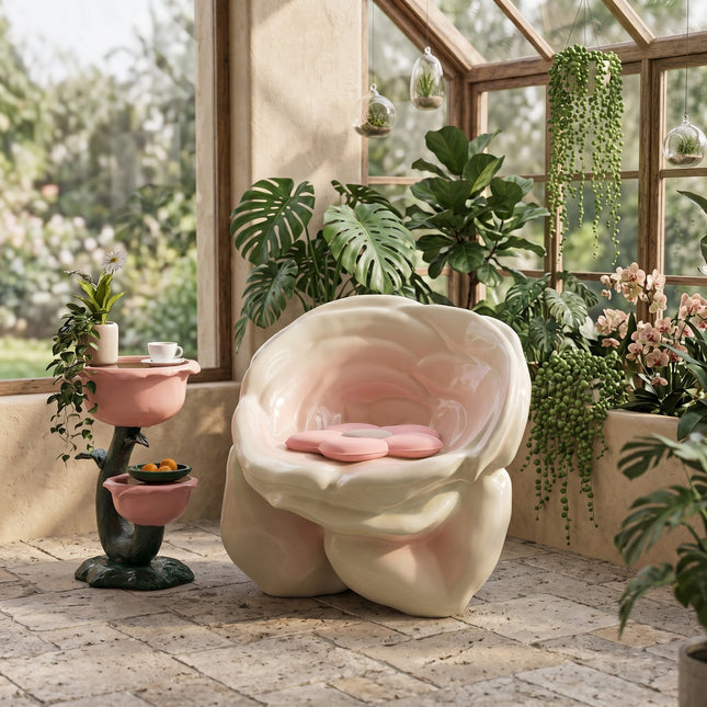 Artistic Rose Shape Accent Sculptural Chair