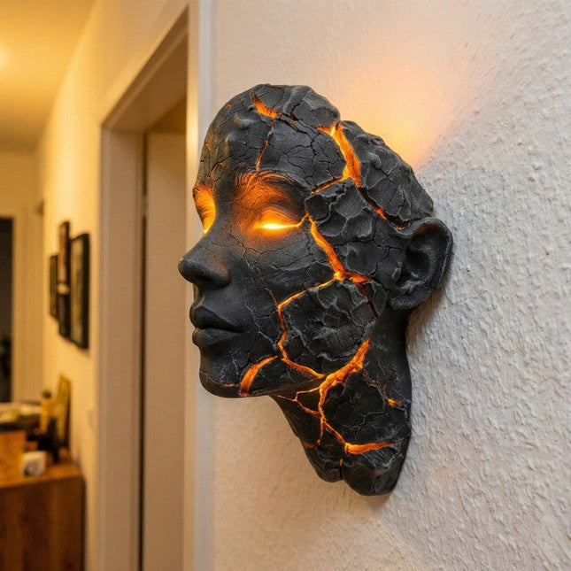 Volcanic Face Lava Crack Wall Art Lamp