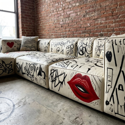 Street Art Graffiti Printed Sectional Sofa