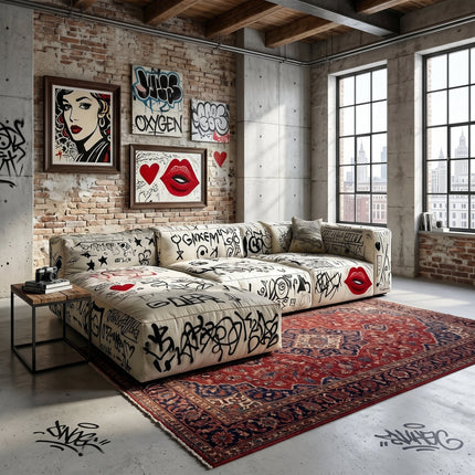 Street Art Graffiti Printed Sectional Sofa