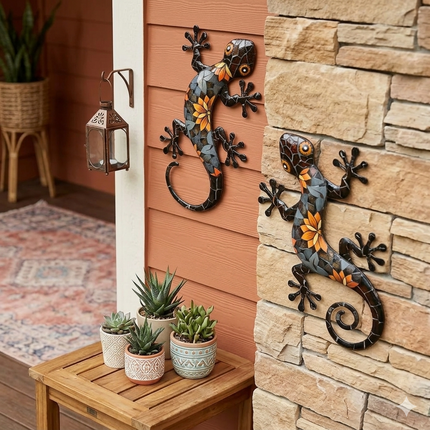 Artistic Mosaic Gecko Wall Decor