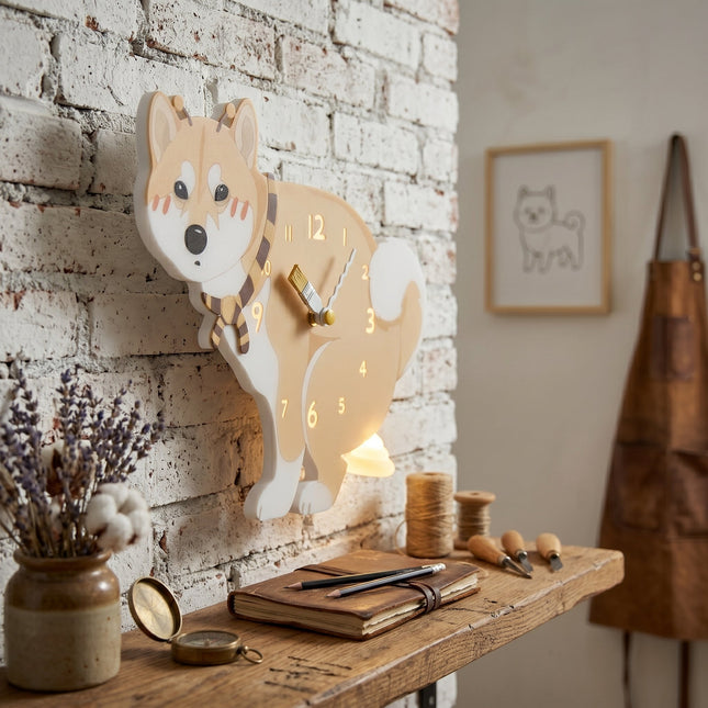 Shiba Squish Time Wall Clock