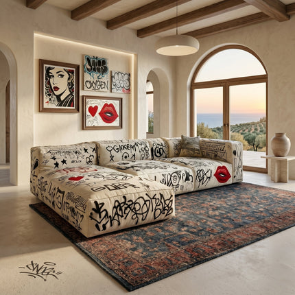 Street Art Graffiti Printed Sectional Sofa