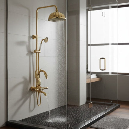Gold Swan Design Rainfall Shower System