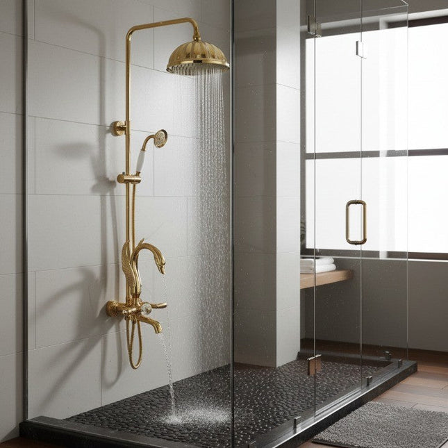 Gold Swan Design Rainfall Shower System