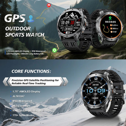Advanced Sports GPS Waterproof Fitness Tracker Smartwatch