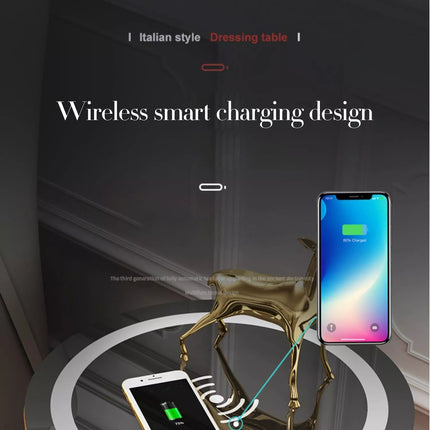 Round Smart Wireless Charging Bedside Table