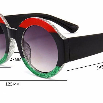 Designer Red Green Black Circle Sun Glasses