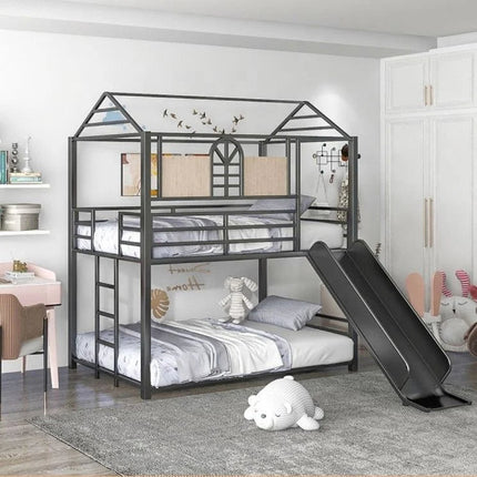 Loft-Style House Roof Frame Playhouse Bunk Bed