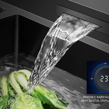 Modern Waterfall Design Touch Controls Modern Sink