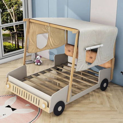Adventurous Car Solid Wood Kids Bed