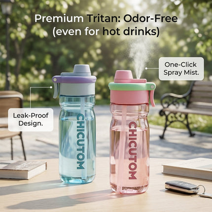 Cool Mist Spray Sports Water Bottle