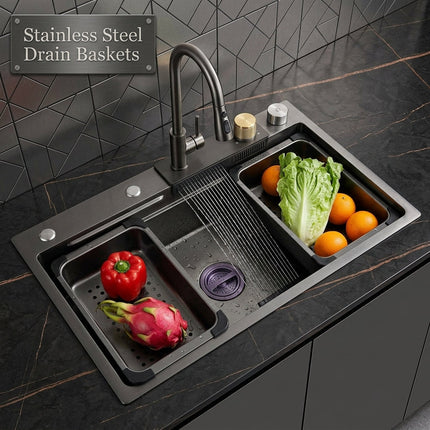Elegant Stainless Steel Waterfall Kitchen Sink