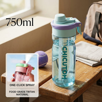 Cool Mist Spray Sports Water Bottle