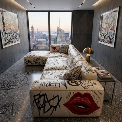 Street Art Graffiti Printed Sectional Sofa