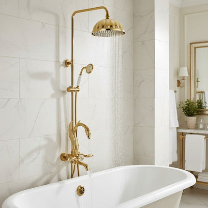 Gold Swan Design Rainfall Shower System