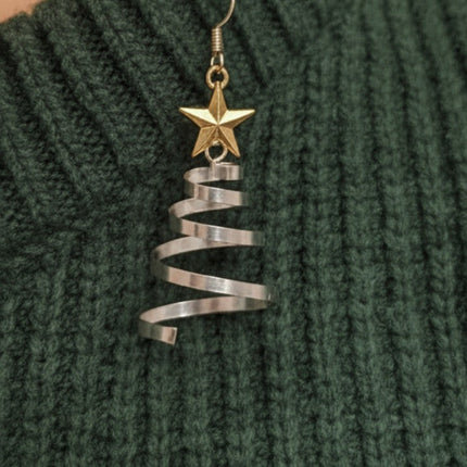 Spiral Christmas Tree Dangle Earrings